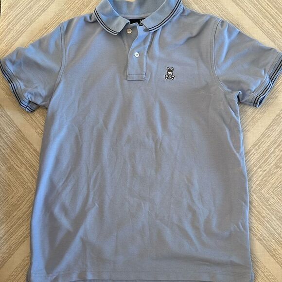 Psycho Bunny Men’s Short-sleeve Light Blue Collared Shirt - Picture 1 of 8